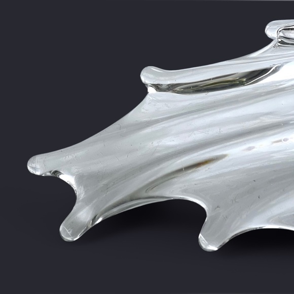 VINTAGE MCM Clear Pulled Glass Bowl Heavyweight Art Glass Unsigned - Picture 6 of 14